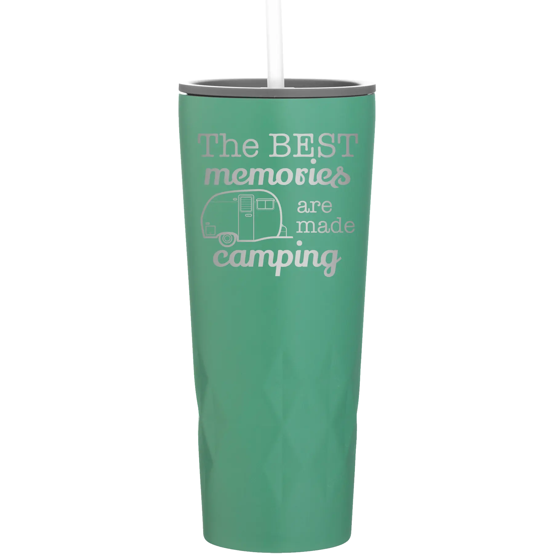 Laser etched forage 20 oz vacuum insulated tumbler with 'Camping' design