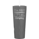 Laser etched slate 20 oz vacuum insulated tumbler with 'Camping' design