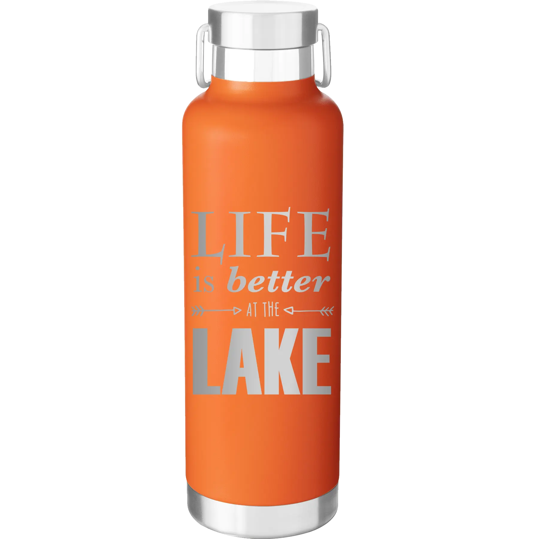 Personalized Life is Better at the Lake 24 oz Water Bottle Orange