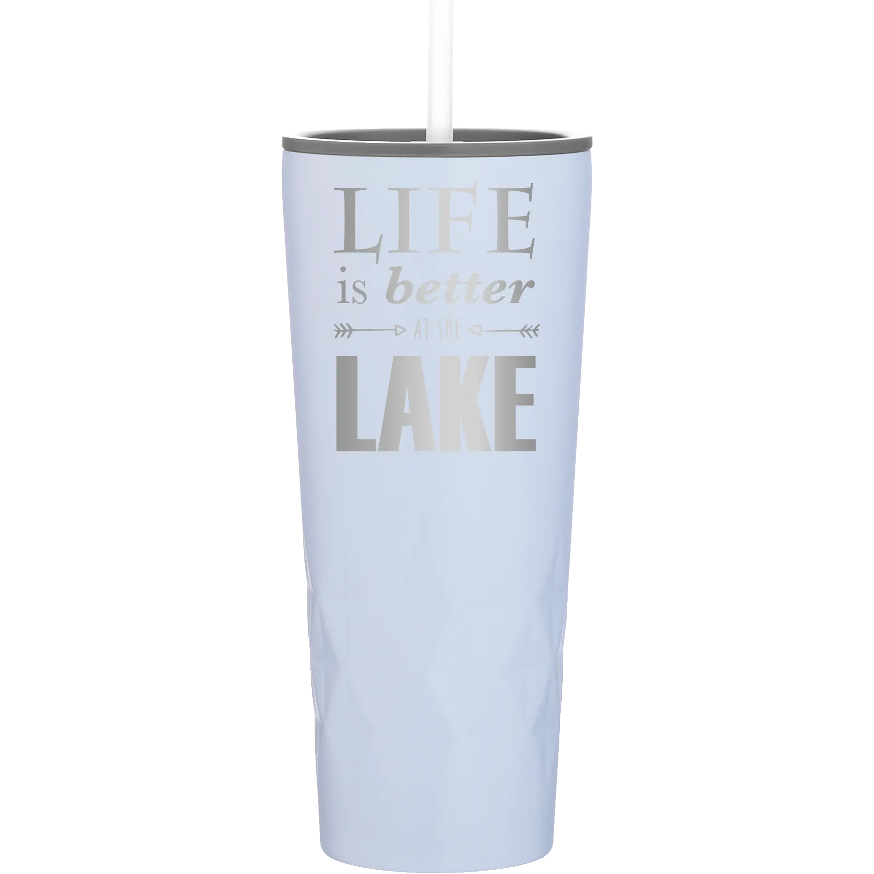 Laser etched landfall 20 oz vacuum insulated tumbler with 'Life is Better at the Lake' design