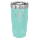 Laser etched teal 20 oz vacuum insulated tumbler with 'Never Stop Exploring' design