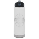 Laser etched white 20 oz vacuum insulated water bottle with 'Never Stop Exploring' design