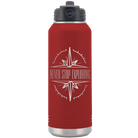 Laser etched maroon 32 oz vacuum insulated water bottle with 'Never Stop Exploring' design