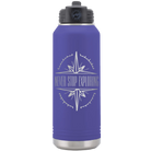 Laser etched purple 32 oz vacuum insulated water bottle with 'Never Stop Exploring' design
