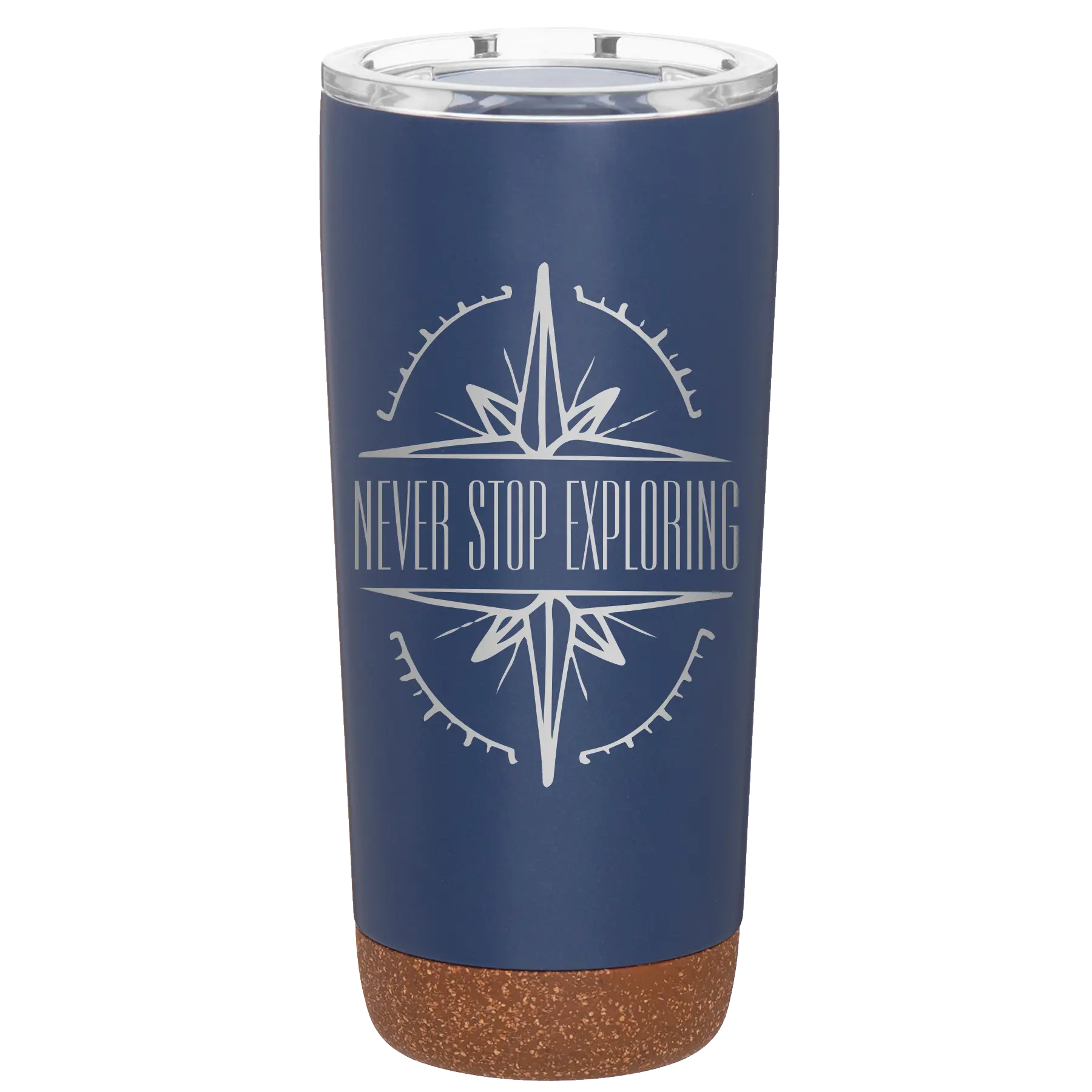 Laser etched constellation 20 oz vacuum insulated tumbler with 'Never Stop Exploring' design