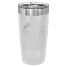 Laser etched white 20 oz vacuum insulated tumbler with 'Never Stop Exploring2' design