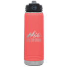 Laser etched coral 20 oz vacuum insulated water bottle with 'Never Stop Exploring2' design