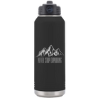 Laser etched black 32 oz vacuum insulated water bottle with 'Never Stop Exploring2' design