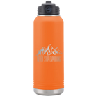 Laser etched orange 32 oz vacuum insulated water bottle with 'Never Stop Exploring2' design