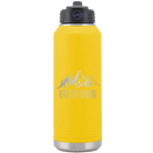 Laser etched yellow 32 oz vacuum insulated water bottle with 'Never Stop Exploring2' design