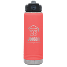 Personalized coral 20 oz vacuum insulated water bottle with 'Year 2026' design