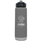 Personalized dark gray 20 oz vacuum insulated water bottle with 'Year 2026' design