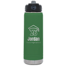 Personalized green 20 oz vacuum insulated water bottle with 'Year 2026' design