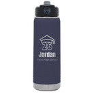 Personalized navy 20 oz vacuum insulated water bottle with 'Year 2026' design