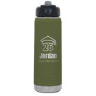 Personalized olive green 20 oz vacuum insulated water bottle with 'Year 2026' design