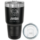Personalized black 30 oz vacuum insulated tumbler with 'Year 2026' design