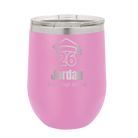 Personalized light purple 12 oz vacuum insulated wine cup with 'Year 2026' design