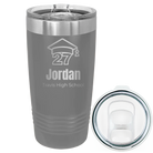 Laser etched dark gray 20 oz vacuum insulated tumbler with 'Year 2027' design