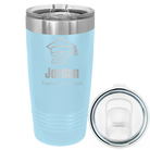 Laser etched light blue 20 oz vacuum insulated tumbler with 'Year 2027' design