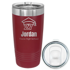 Laser etched maroon 20 oz vacuum insulated tumbler with 'Year 2027' design
