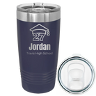 Laser etched navy 20 oz vacuum insulated tumbler with 'Year 2027' design