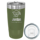 Laser etched olive green 20 oz vacuum insulated tumbler with 'Year 2027' design