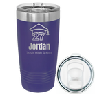 Laser etched purple 20 oz vacuum insulated tumbler with 'Year 2027' design
