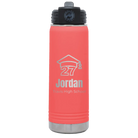 Laser etched coral 20 oz vacuum insulated water bottle with 'Year 2027' design