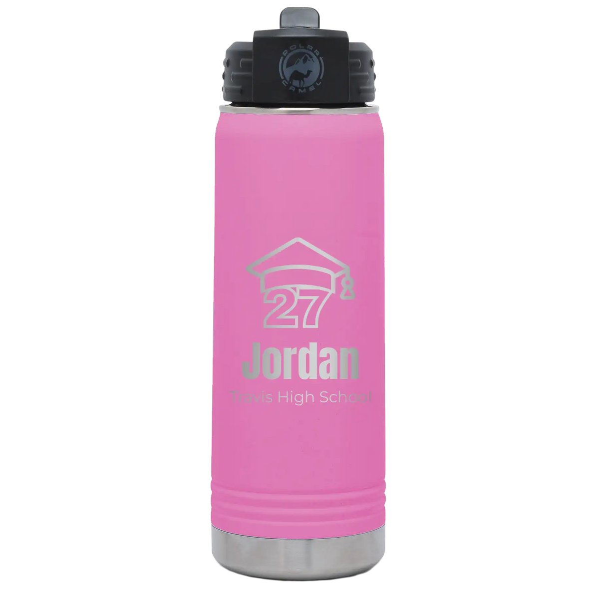 Laser etched light purple 20 oz vacuum insulated water bottle with 'Year 2027' design