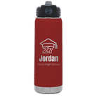 Laser etched maroon 20 oz vacuum insulated water bottle with 'Year 2027' design