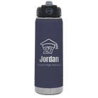 Laser etched navy 20 oz vacuum insulated water bottle with 'Year 2027' design