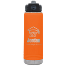 Laser etched orange 20 oz vacuum insulated water bottle with 'Year 2027' design