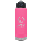 Laser etched pink 20 oz vacuum insulated water bottle with 'Year 2027' design