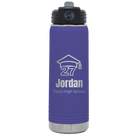 Laser etched purple 20 oz vacuum insulated water bottle with 'Year 2027' design