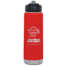 Laser etched red 20 oz vacuum insulated water bottle with 'Year 2027' design