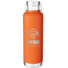 Laser etched orange 24 oz vacuum insulated water bottle with 'Year 2027' design