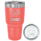 Laser etched coral 30 oz vacuum insulated tumbler with 'Year 2027' design