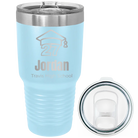 Laser etched light blue 30 oz vacuum insulated tumbler with 'Year 2027' design
