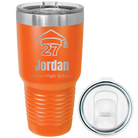 Laser etched orange 30 oz vacuum insulated tumbler with 'Year 2027' design