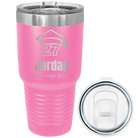 Laser etched pink 30 oz vacuum insulated tumbler with 'Year 2027' design