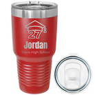 Laser etched red 30 oz vacuum insulated tumbler with 'Year 2027' design