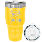 Laser etched yellow 30 oz vacuum insulated tumbler with 'Year 2027' design