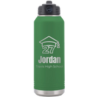 Laser etched green 32 oz vacuum insulated water bottle with 'Year 2027' design