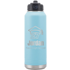 Laser etched light blue 32 oz vacuum insulated water bottle with 'Year 2027' design