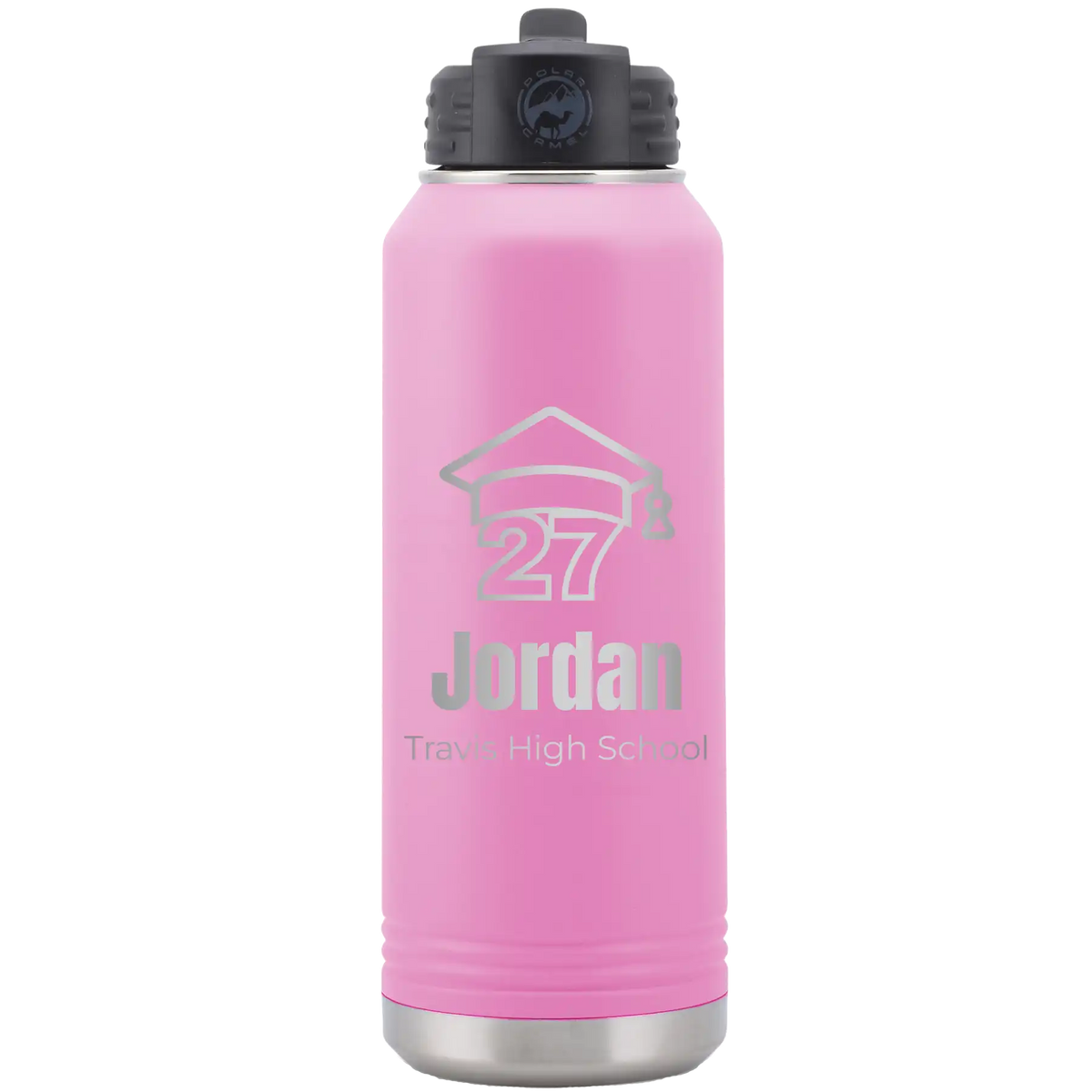 Laser etched light purple 32 oz vacuum insulated water bottle with 'Year 2027' design