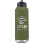 Laser etched olive green 32 oz vacuum insulated water bottle with 'Year 2027' design
