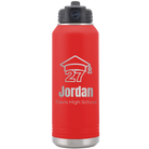 Laser etched red 32 oz vacuum insulated water bottle with 'Year 2027' design