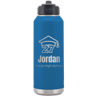 Laser etched royal blue 32 oz vacuum insulated water bottle with 'Year 2027' design