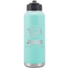 Laser etched teal 32 oz vacuum insulated water bottle with 'Year 2027' design