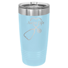 Laser etched light blue 20 oz vacuum insulated tumbler with 'Nurse Life' design